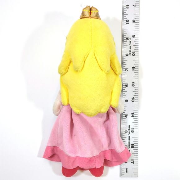 Super Mario Princess Peach 10" Plush Stuffed Doll 2017 San-Ei Crown Pink Dress - Picture 3 of 3